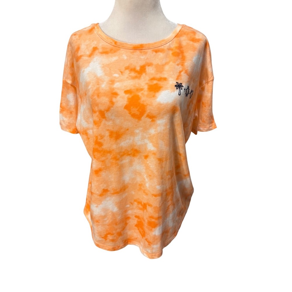 Old Navy The Easy Tee Orange White Tie Dye Graphic T-Shirt Small 658586-06-1